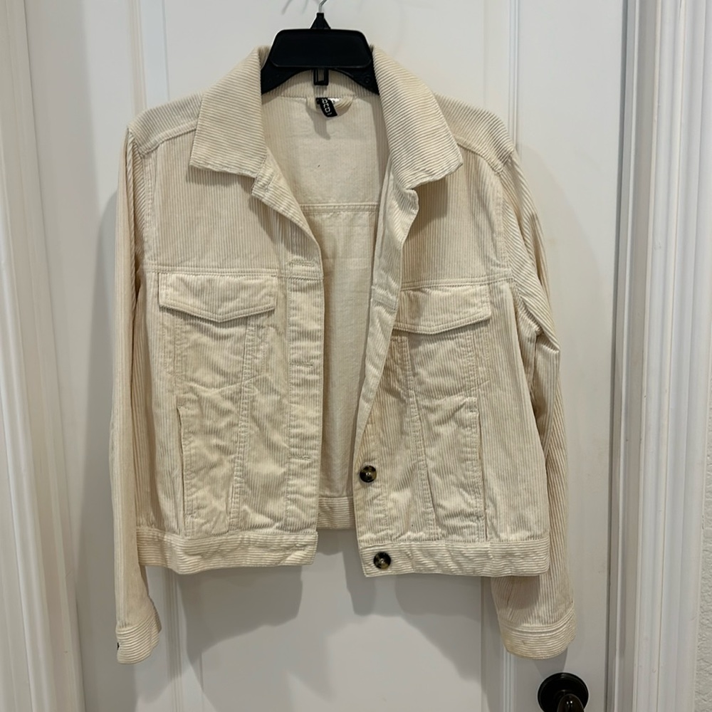 Corduroy Cream Button Jacket